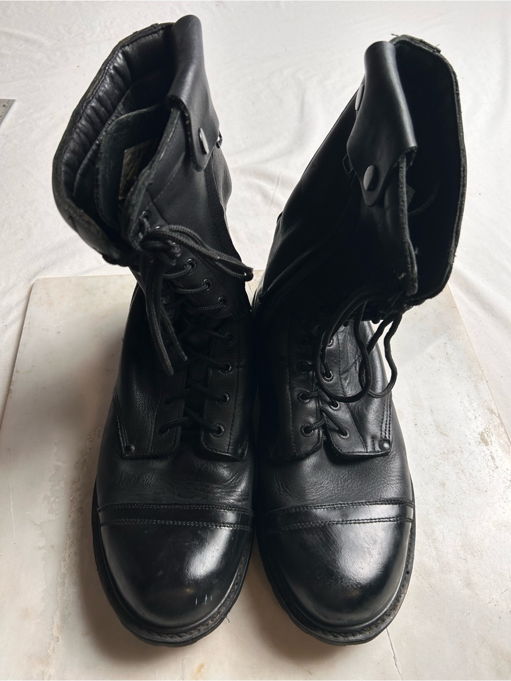 Rocky zip & lace up Black Leather 10” Combat Boots size 14